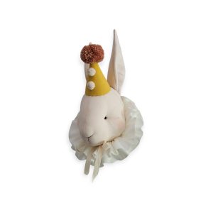 Królik cyrkowy jasno bezowy w żółtej czapce - Love Me Decoration